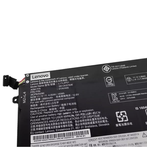 Акумулятор для ноутбука Lenovo L17C3P51,L17C3P52 - Зображення 3