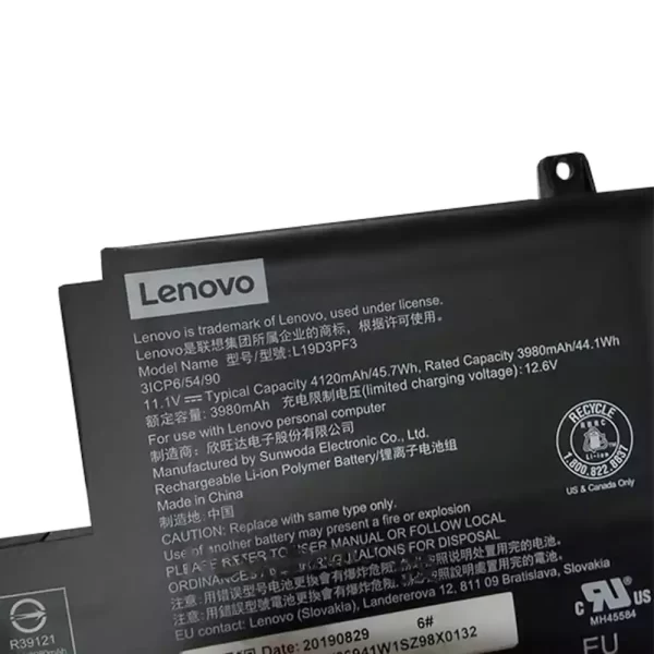 Акумулятор для ноутбука LENOVO L19D3PF3 - Зображення 2