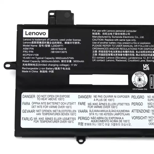 Акумулятор для ноутбука LENOVO Thinkpad X1 Carbon 9th 10th Gen 2021 2022,Thinkpad X1 Yoga 6th 7th Gen 2021 2022 - Зображення 3