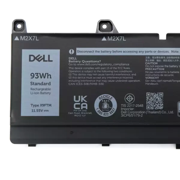 Акумулятор для ноутбука DELL X9FTM - Зображення 3