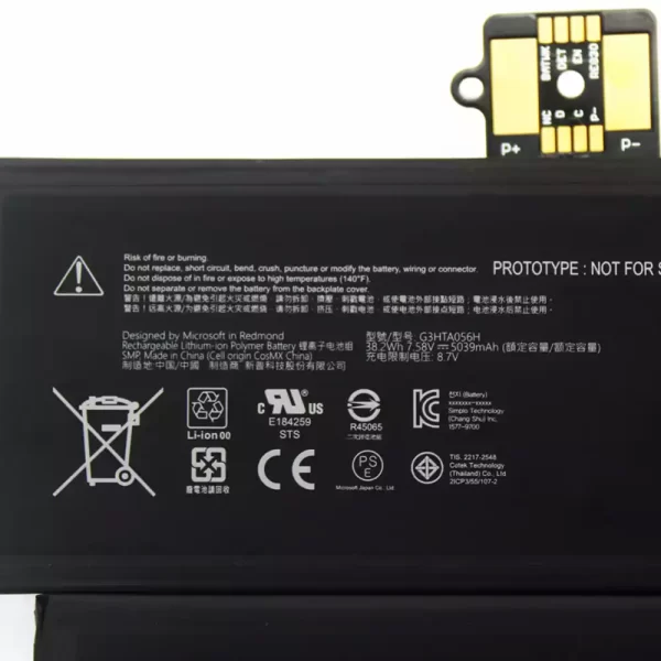 Акумулятор для ноутбука G3HTA056H,Microsoft Surface Pro X 1876 - Зображення 3