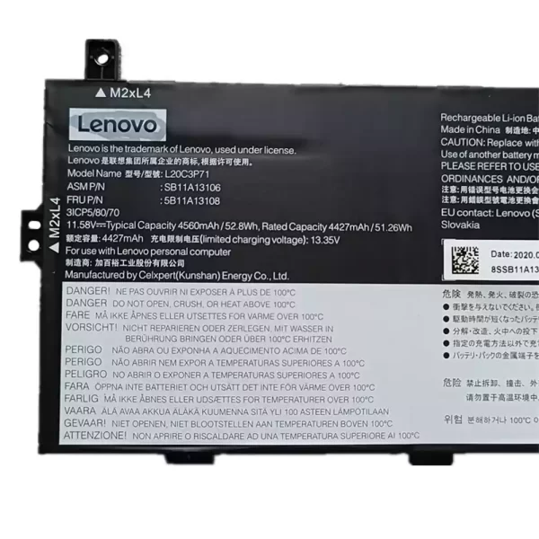 Акумулятор для ноутбука LENOVO X13 Yoga G2,SB11A13105 SB11A13106 5B11A13107 5B11A13108 - Зображення 3