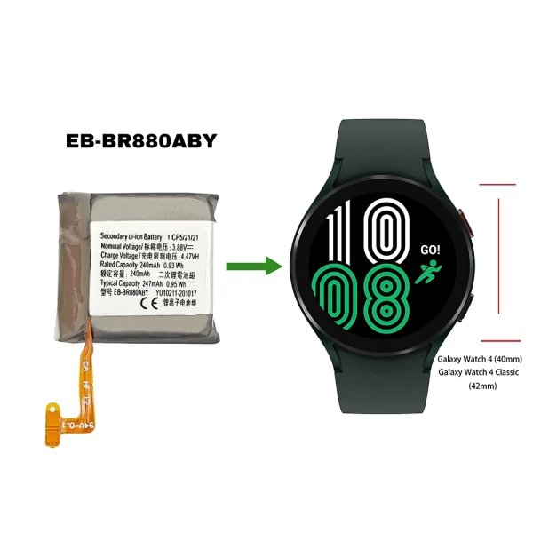 Новий акумулятор EB-BR880ABY для Samsung Galaxy Watch 4 (40mm) SM-R860 SM-R865,Galaxy Watch 4 Classic (42mm) SM-R880 SM-R885 - Зображення 4