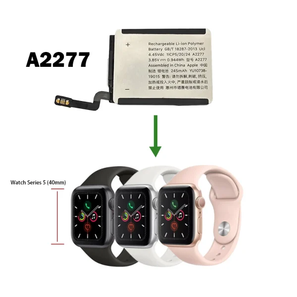 Новий акумулятор A2277 для Apple Watch Series 5 (40mm),Apple Watch SE 2020 (40mm),Apple Watch SE 2nd LTE 2022 (40mm) - Зображення 4
