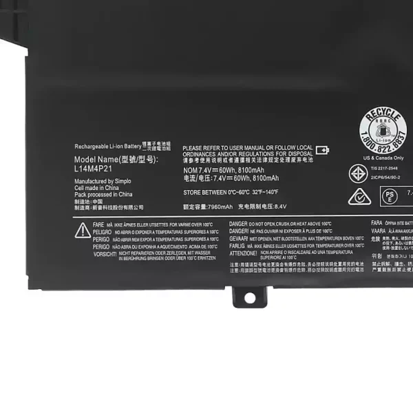 Акумулятор для ноутбука LENOVO L14M3P22 L14S3P21 - Зображення 3