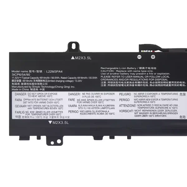 Акумулятор для ноутбука LENOVO L22M3PA4 L22B3PA4 L22C3PA4 L22B3PA3 L22C3PA3 L22M3PA3 - Зображення 3