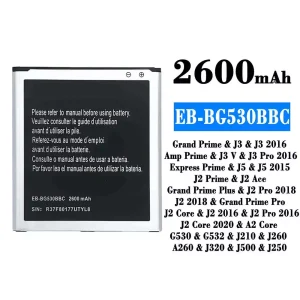 Акумулятор телефон EB-BG530BBC для Samsung J3/J3 2016/J3 V/J3 Pro 2016/J5/J5 2015/J2 Ace/J2 Pro 2018/J2 2018/J2 Core/J2 2016/J2 Pro 2016/J2 Core 2020/A2 Core