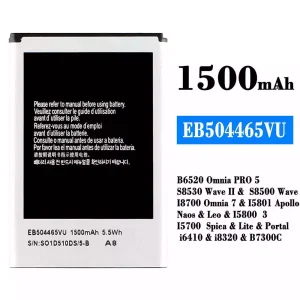 Акумулятор телефон EB504465VU для Samsung B6520 Omnia PRO 5/S8530 Wave /S8500 Wave 2